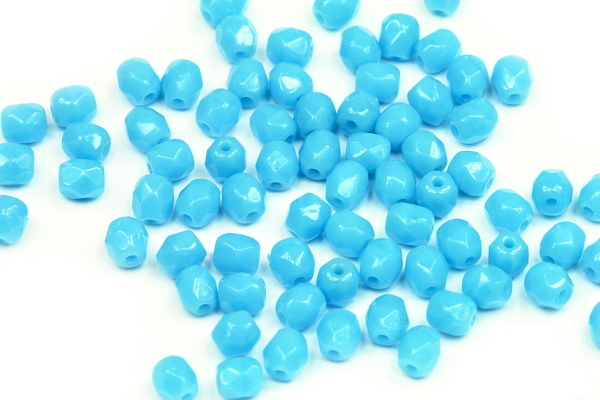 Broušená kulička ohňovka 4 mm, 40 ks/16 cm - sytá tyrkysově modrá