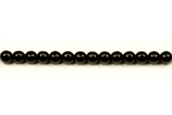 Mačkané korálky kuličky 4 mm, 40 ks/16 cm - sytá černá