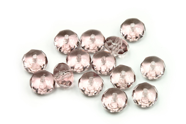 Broušený slavík 5x8 mm, 32 ks/16 cm - transparentní světlý ametyst