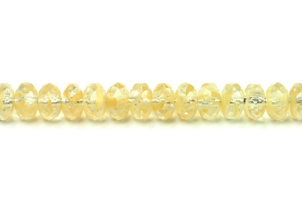 Broušené korálky slavík 4x7 mm, 40 ks/16 cm - světle žluté žíhané měsíční sklo
