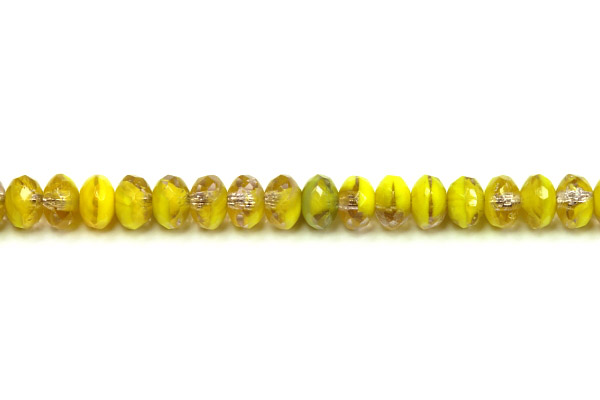 Broušené korálky slavík 3x5 mm, 50 ks/16 cm - žlutá žíhaná