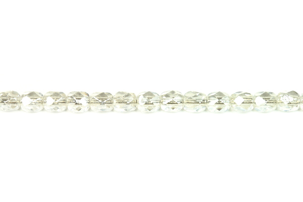 Broušená kulička ohňovka 4 mm, 40 ks/16 cm - krystal s listrem