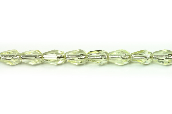 Broušené korálky hrušky 7x5 mm, 20 ks - transparentní žlutá, jonquil