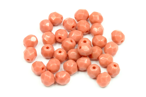 Broušená kulička ohňovka 5 mm, 32 ks/16 cm - sytá růžová, růže