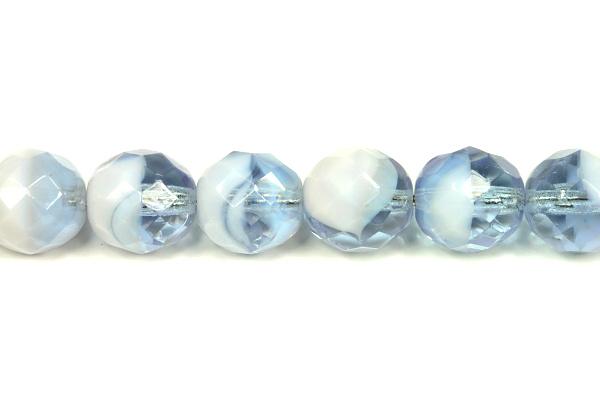 Broušená kulička ohňovka 10 mm, 16 ks/16 cm - opálový/transp. žíhaný alexandrit