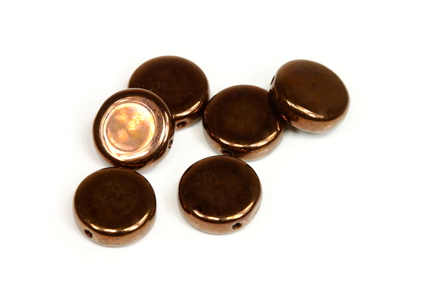 Mačkaný penízek 10 mm, 16 ks/16 cm - bronzový listr na černé