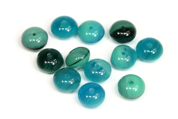 Mačkaný slavík 5x8 mm, 33 ks/16 cm - sytá  modrozeleno-modrá žíhaná