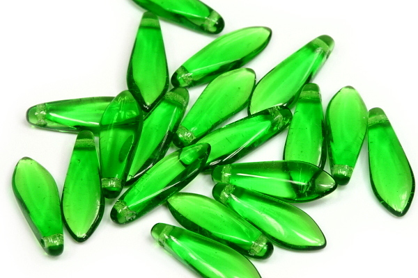 Mačkané jazýčky 5x16 mm, 25 ks - transparentní chrosolitově zelená