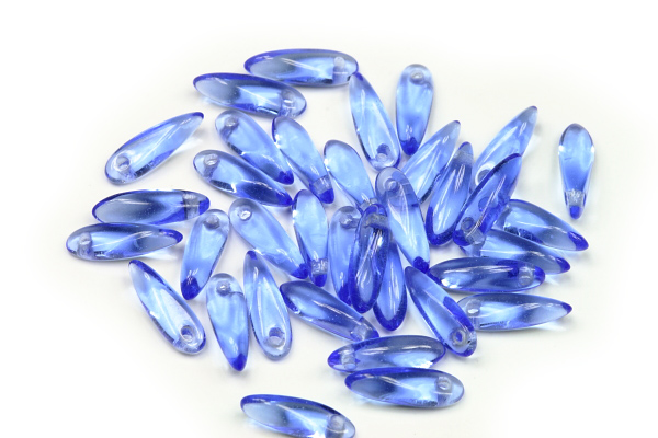 Mačkané jazýčky 3x11 mm, 35 ks - transparentní safírově modrá