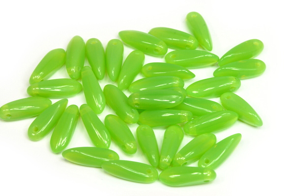 Mačkané jazýčky 3x11 mm, 35 ks - opálová zelená