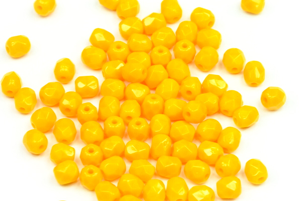Broušená kulička ohňovka 4 mm, 40 ks/16 cm - sytá oranž, tmavě žlutá