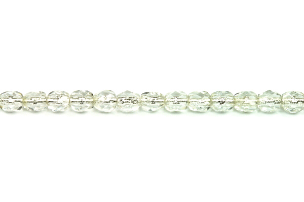 Broušená kulička ohňovka 4 mm, 40 ks/16 cm - krystal se stříbrným průtahem