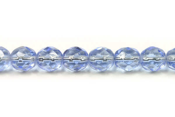 Broušené korálky ohňovky 8 mm, 20 ks/16 cm - transparentní světlá safírově modrá
