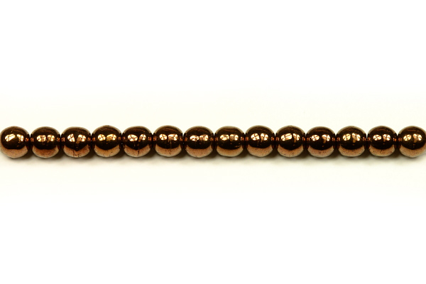 Mačkaná perle kulička 4 mm, 40 ks/16 cm - bronzový listr na černé
