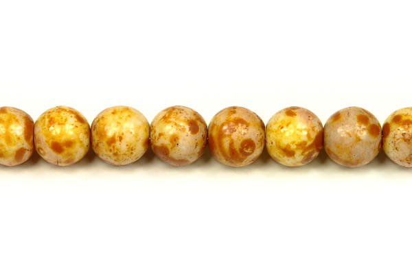 Mačkaná perle kulička 8 mm, 20 ks/16 cm - travertin na křídě