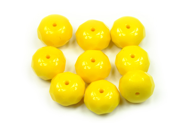 Broušené korálky slavík 7x11 mm, 11 ks/8 cm - sytá žlutá, limon