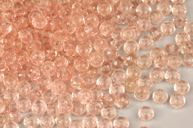 Broušené korálky slavík 3x5 mm, 50 ks/16 cm - transp. růžová, rozalín