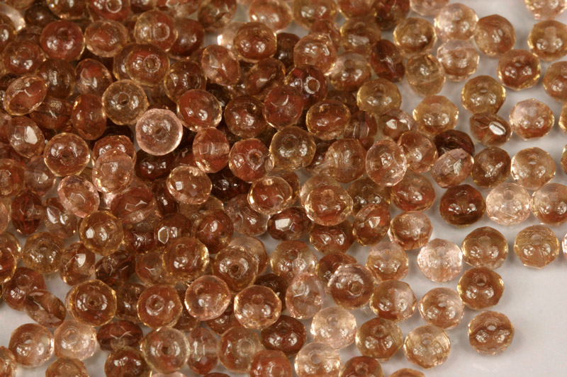 Broušené korálky slavík 3x5 mm, 50 ks/16 cm - transparentní růžovo-hnědá