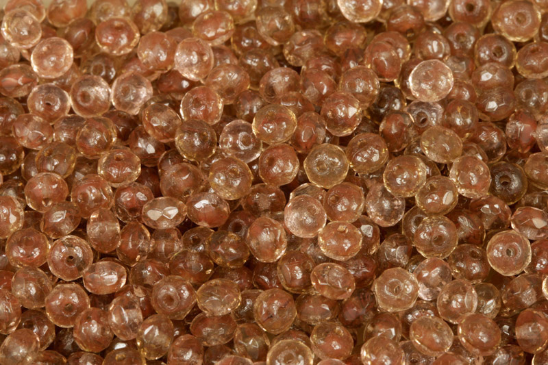 Broušené korálky slavík 3x5 mm, 50 ks/16 cm - transparentní růžovo-hnědá