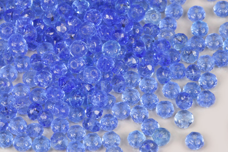 Broušené korálky slavík 3x5 mm, 50 ks/16 cm - transparentní safírově modrá