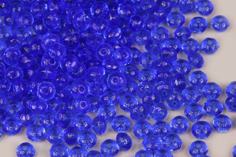 Broušené korálky slavík 3x5 mm, 50 ks/16 cm - transparentní tmavší safírově modrá