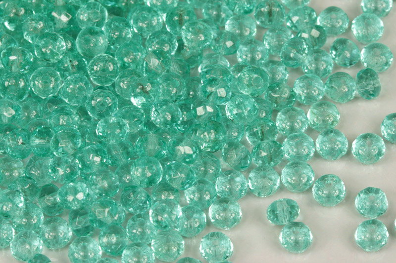 Broušené korálky slavík 3x5 mm, 50 ks/16 cm - transparentní zelený akvamarín