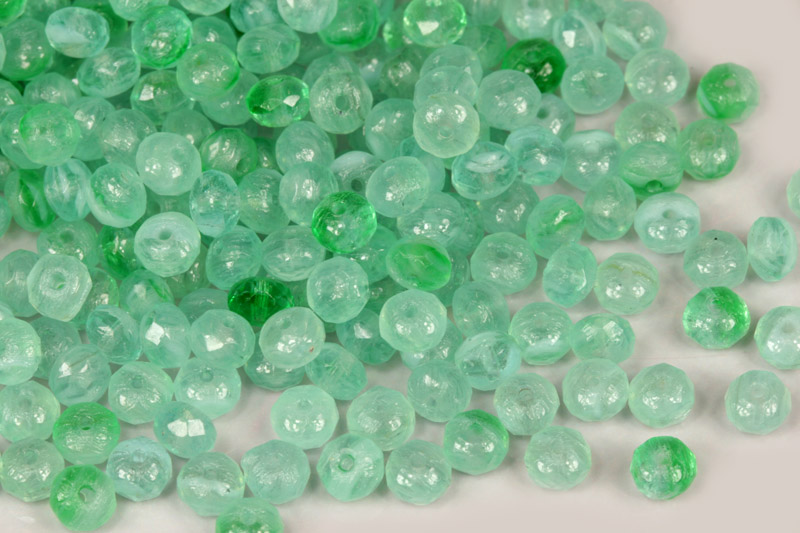 Broušené korálky slavík 3x5 mm, 50 ks/16 cm - žíhaná modrozelená