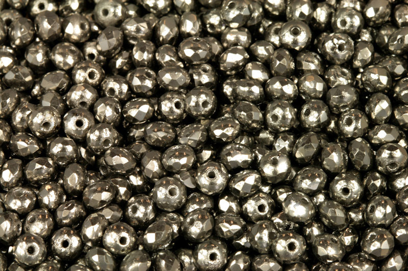 Broušené korálky slavík 3x5 mm, 50 ks/16 cm - celopokov Chrom full na křídě