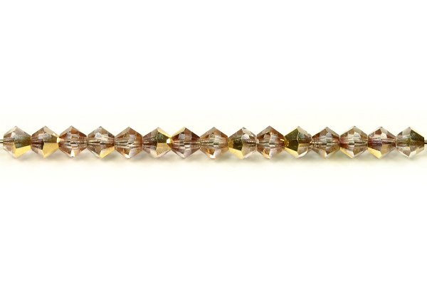 M.C. sluníčka (bicone) 4 mm, 36 ks - zlatý listr na krystalu