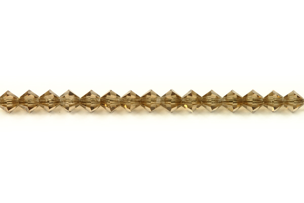 M.C. sluníčka (bicone) 4 mm, 36 ks - transp. světlý kouřový topaz, light smoke topaz