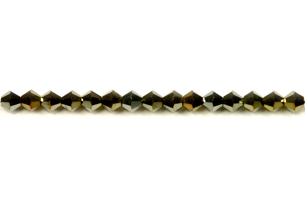 M.C. sluníčka (bicone) 4 mm, 36 ks - pokov hnědý iris na černé