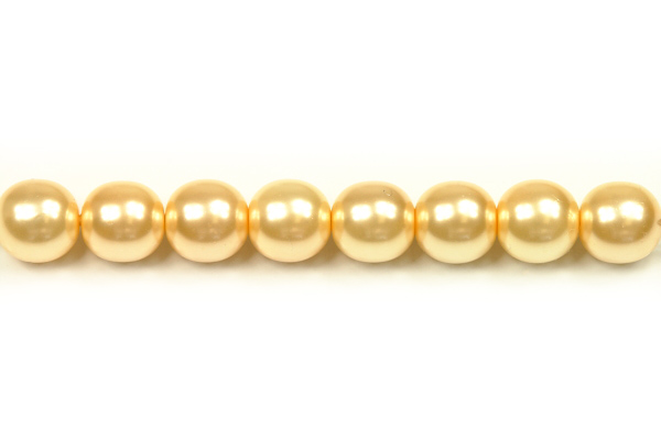 Voskovaná perle kulička 7 mm, 23 ks/16 cm - tmavší krémová