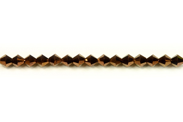 M.C. sluníčka (bicone) 4 mm, 36 ks - bronzový listr na černé