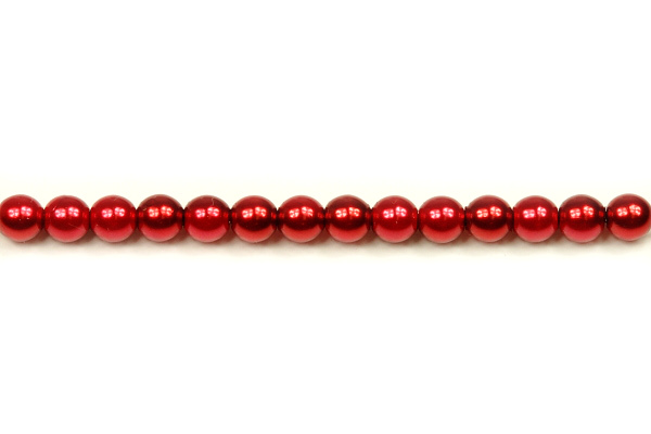 Voskovaná perle kulička 4 mm, 40 ks/16 cm - červená lesklá