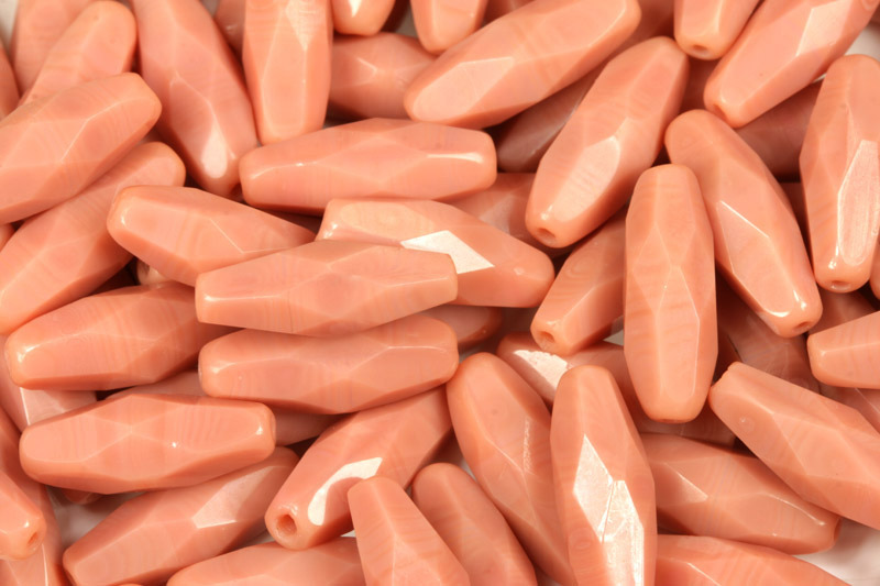 Broušené korálky špagety 15x6 mm, 10 ks - sytá růžová, růže