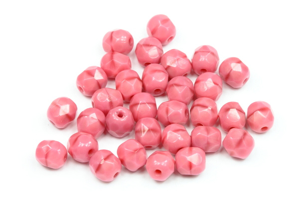 Broušená kulička ohňovka 5 mm, 32 ks/16 cm - růžové hedvábí