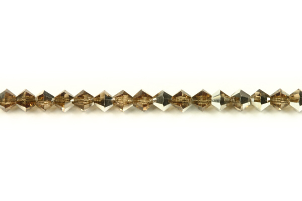 M.C. sluníčka (bicone) 4 mm, 36 ks - transp. světlý kouřový topaz s půlpokovem Labrador