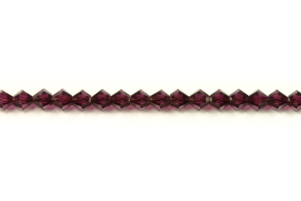 M.C. sluníčka (bicone) 4 mm, 36 ks - transp. tmavě fialková, deep violet