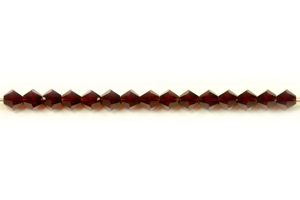 M.C. sluníčka (bicone) 4 mm, 36 ks - transparentní granátově červená
