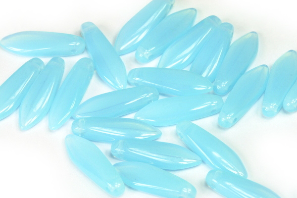 Mačkané jazýčky 5x16 mm, 25 ks - modrý aqua opál