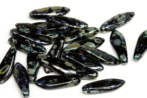 Mačkané jazýčky 5x16 mm, 25 ks - sytá černá s picassem