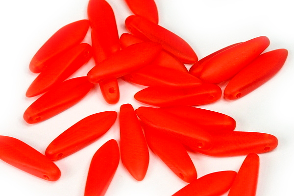 Mačkané jazýčky 5x16 mm, 25 ks - žíhaná oranžovočervená matná