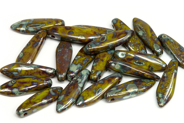 Mačkané jazýčky 5x16 mm, 25 ks - úprava picasso na syté zelené