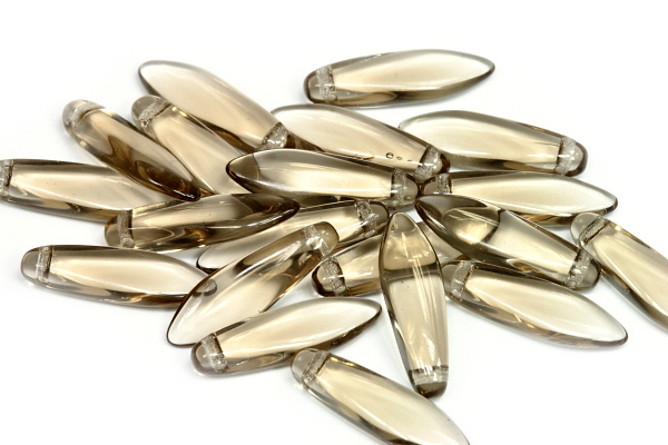 Mačkané jazýčky 5x16 mm, 25 ks - transparentní kouřový topaz