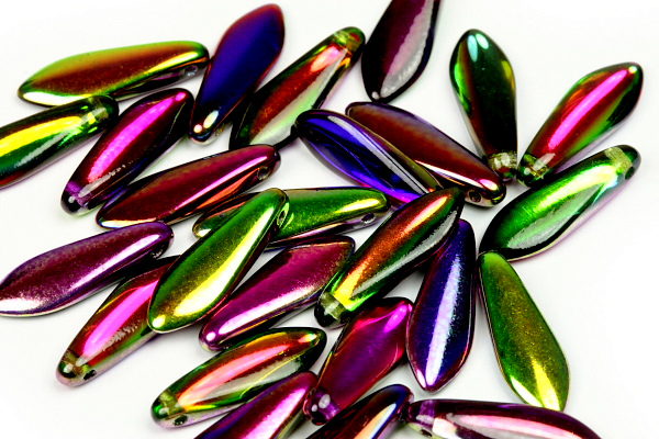 Mačkané jazýčky 5x16 mm, 25 ks - fialovo-zelený Magic