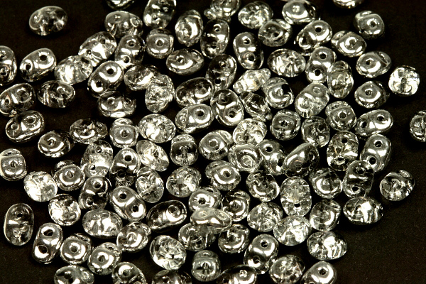 Matubo Superduo™ 2,5x5 mm, bal. 10 g - stříbrný půlpokov Labrador na krystalu