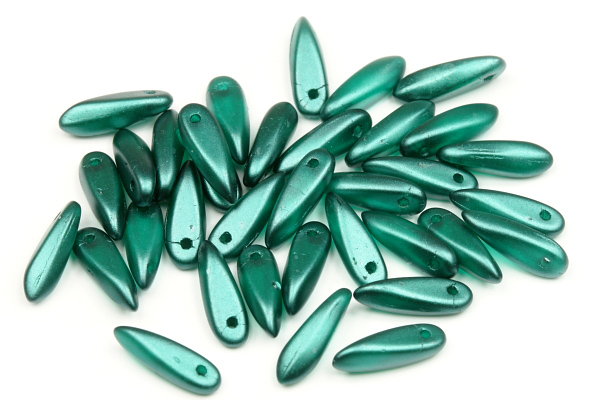 Mačkané jazýčky 3x11 mm, 35 ks - smaragdové voskované