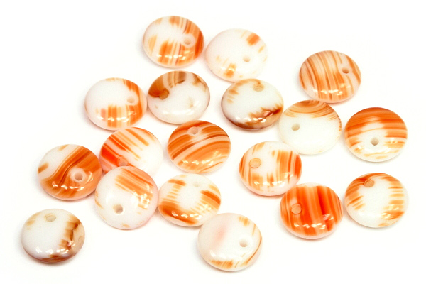 Mačkaná čočka 8 mm, 25 ks - červený achát, proužkovaná