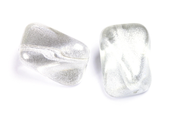 Perle smáčená 22x15 mm, řada Cosmostyle silver, 1 ks - stříbrný třpyt na krystalu