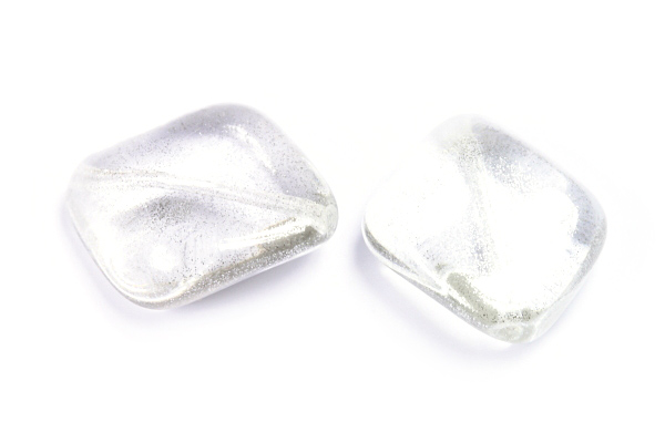 Perle smáčená 23x20 mm, řada Cosmostyle silver, 1 ks - stříbrný třpyt na krystalu